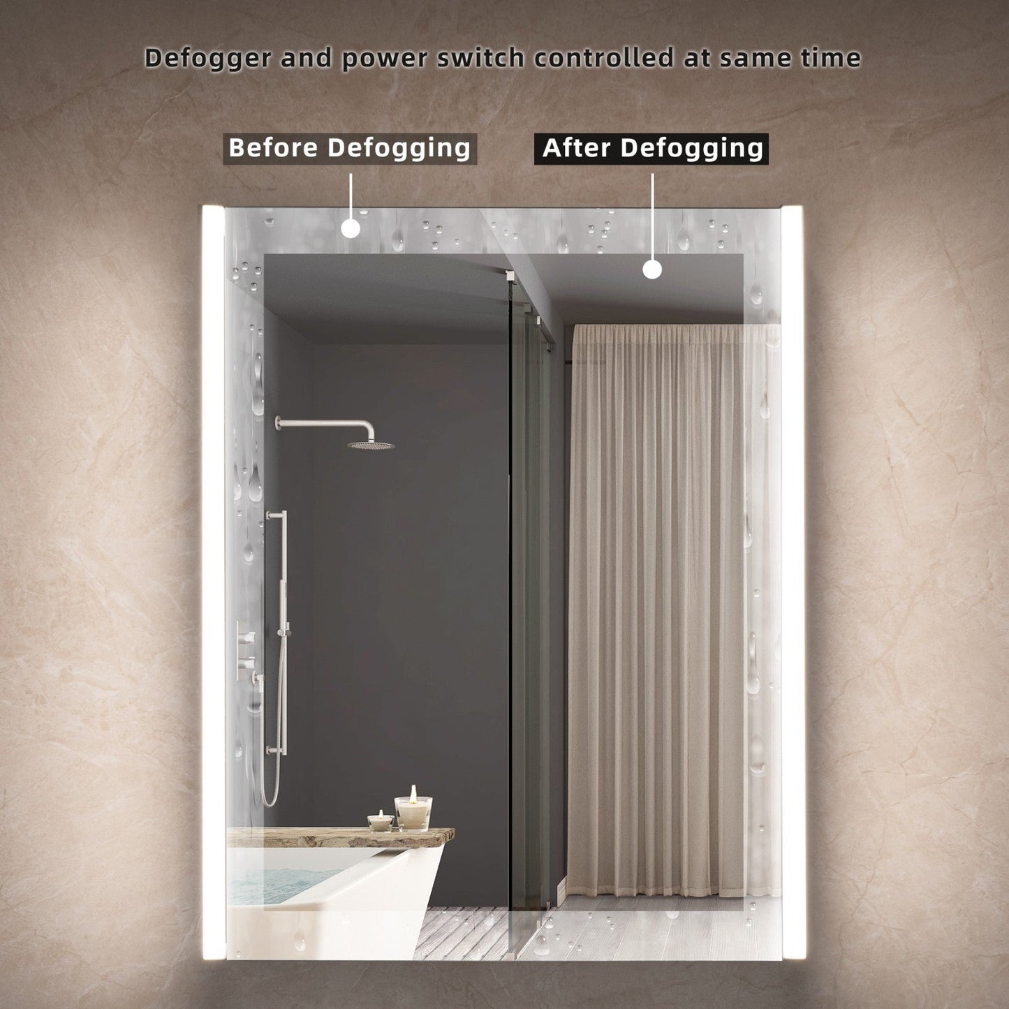 Best Seller WOODBRIDGE Contemporary 24”W X 30"H Surface Mount Frameless One Door Medicine Cabinet with Mirror Defogger and Soft Close Hinges