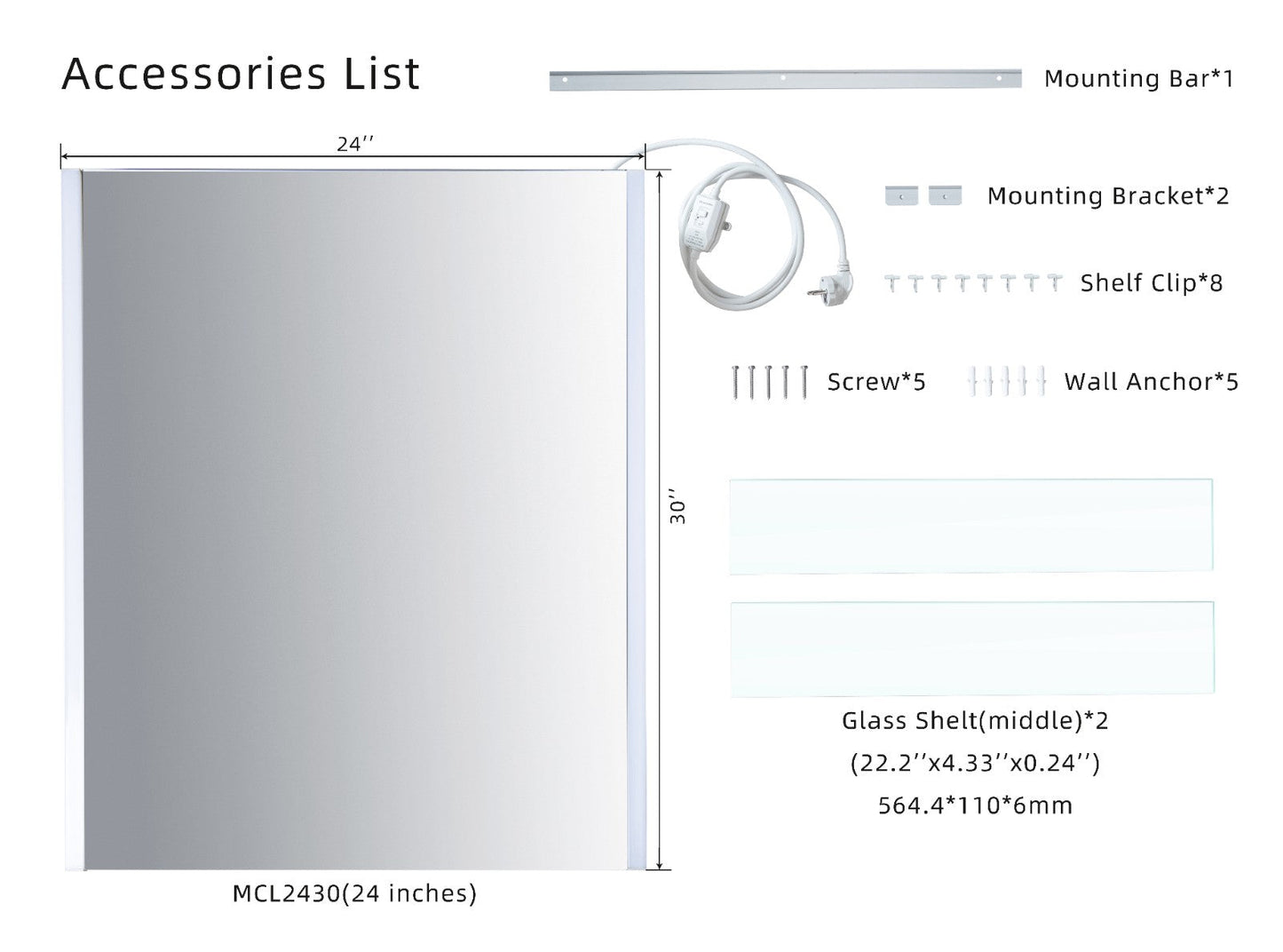 Best Seller WOODBRIDGE Contemporary 24”W X 30"H Surface Mount Frameless One Door Medicine Cabinet with Mirror Defogger and Soft Close Hinges