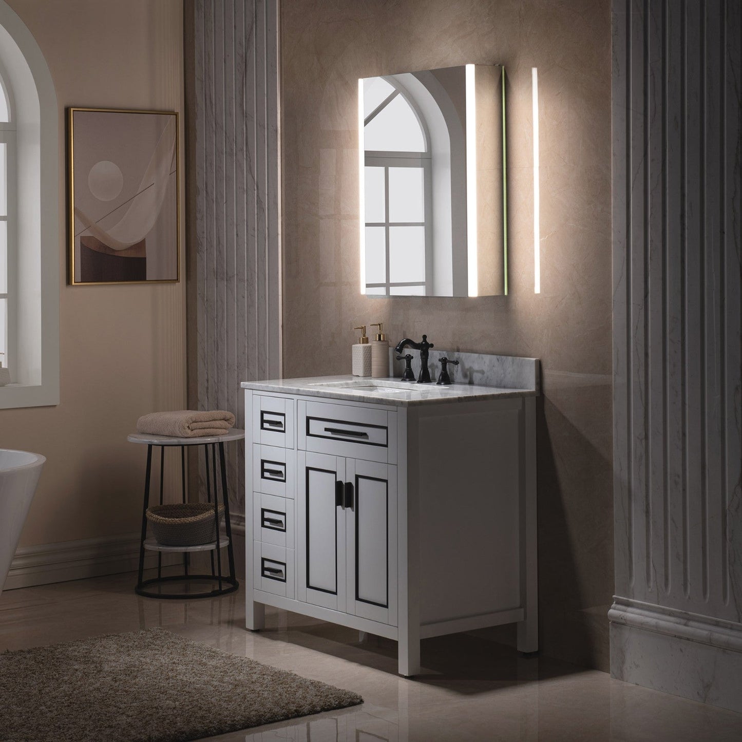 Best Seller WOODBRIDGE Contemporary 24”W X 30"H Surface Mount Frameless One Door Medicine Cabinet with Mirror Defogger and Soft Close Hinges
