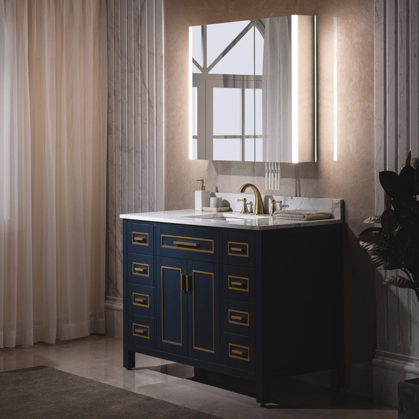 WOODBRIDGE Contemporary 36”W X 30"H Surface Mount Frameless 2 Doors Medicine Cabinet with Mirror Defogger and soft close hinges