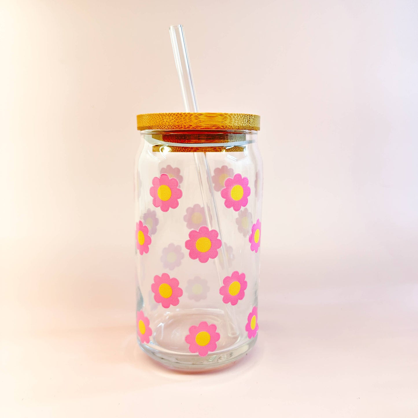 Oak Shore Collective LLC - Pink Flowers | Libbey Glass Beer Can Iced Coffee Glass