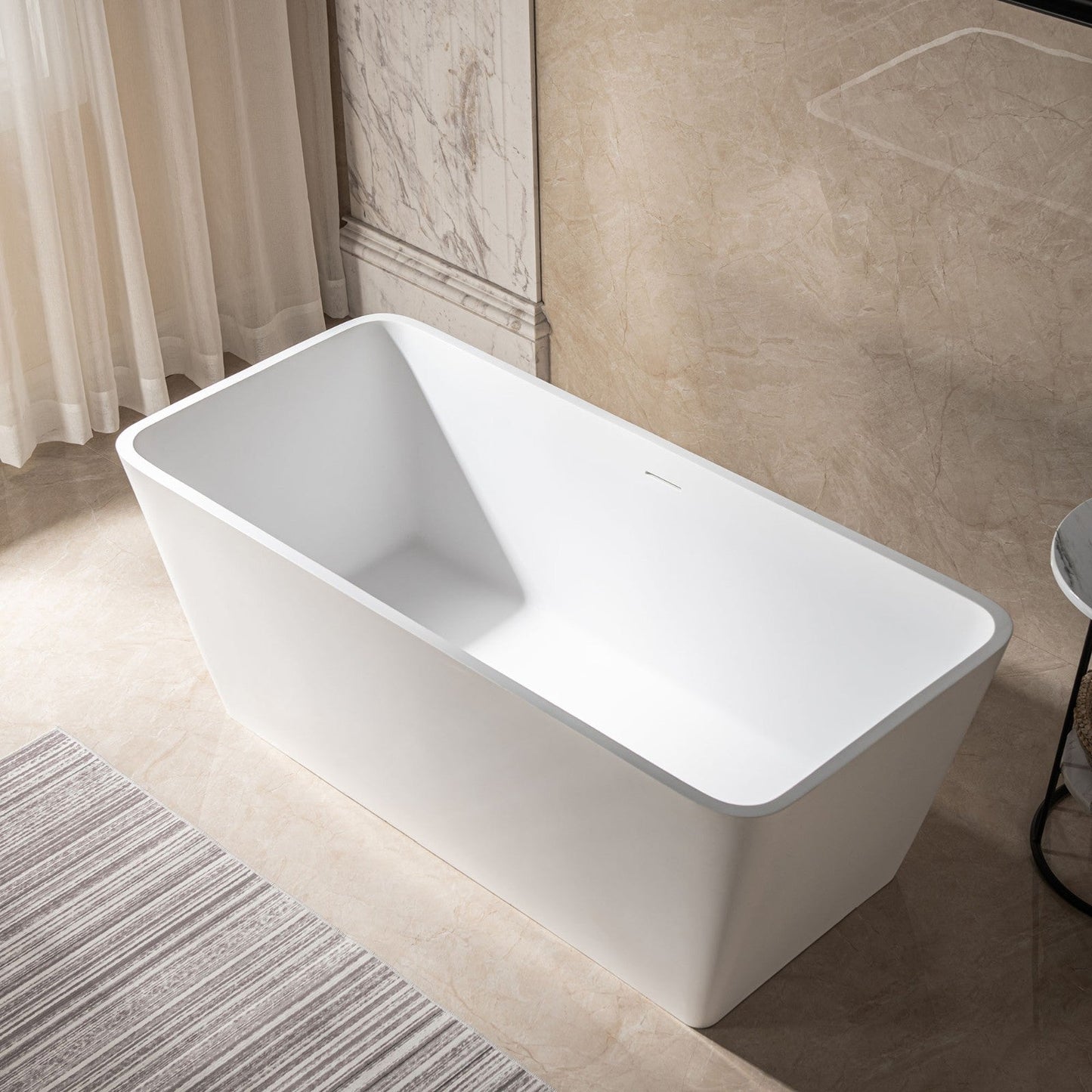 WOODBRIDGE 59 in. x 27.5 in. Luxury Contemporary Solid Surface Freestanding Bathtub
