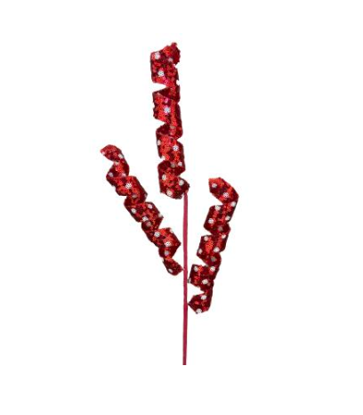 Sequin Polkadot Frizzy Curly Spray H24 red