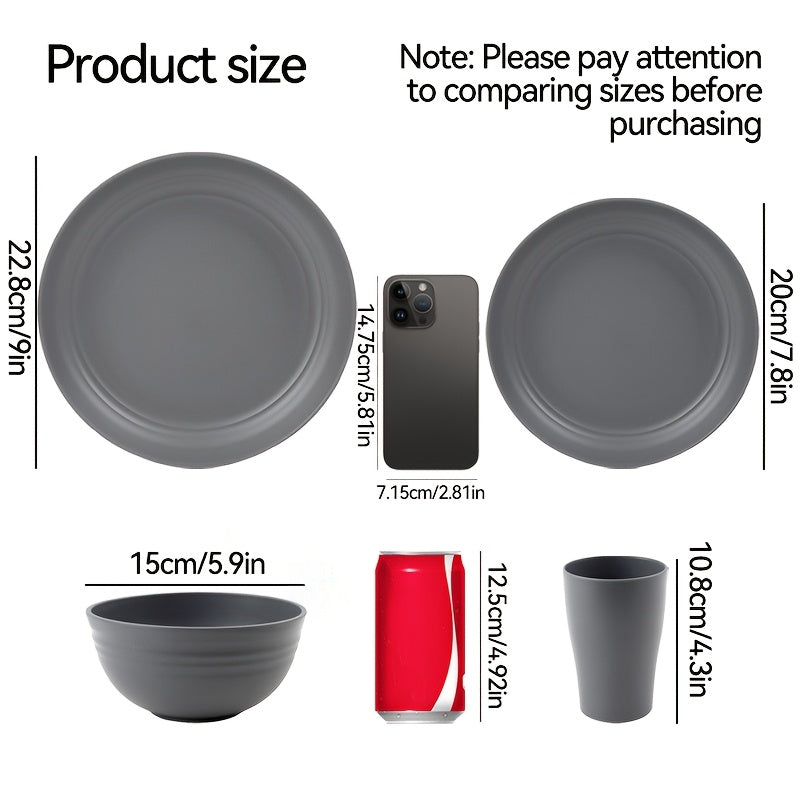 16Piece Wheat Straw Dinnerware Set MicrowaveSafe Lightweight