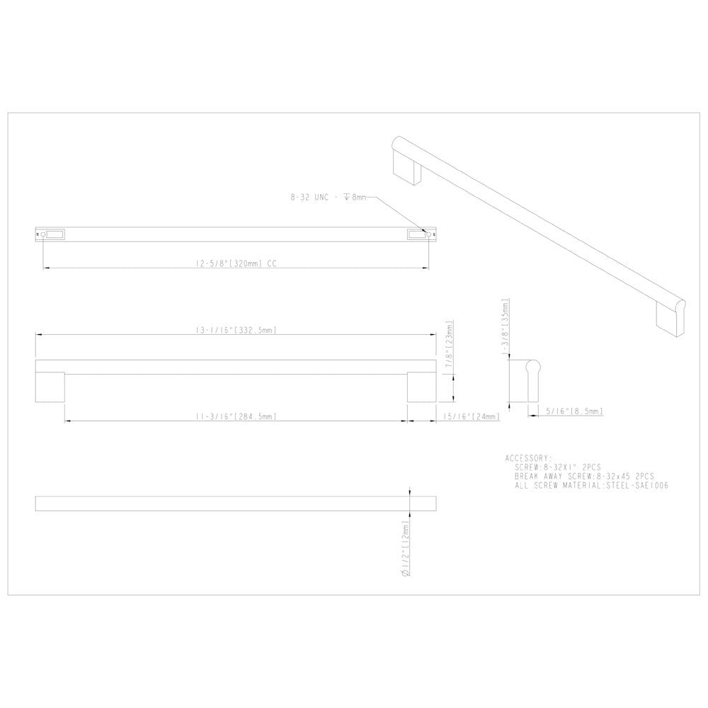 96 mm Center-to-Center Satin Nickel Knox Cabinet Bar Pull