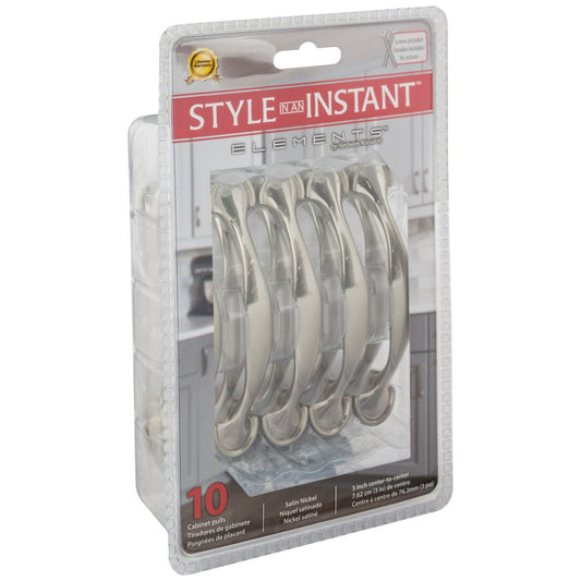 3" Center-to-Center Satin Nickel Watervale Retail Packaged Cabinet Pull