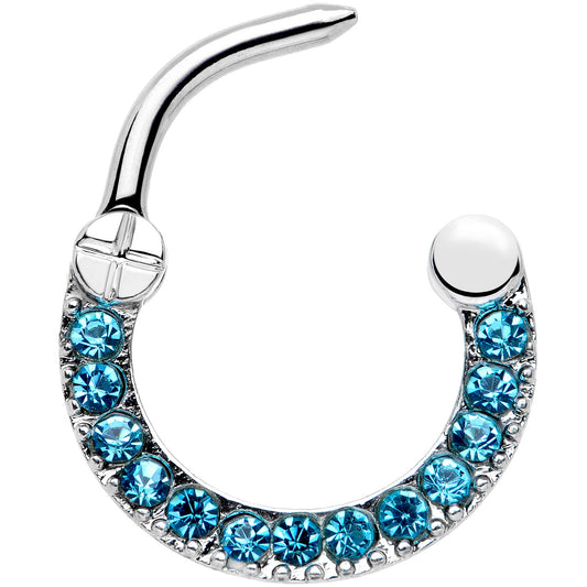 16G 5/16 Blue Gem Paved Glamour Cartilage Clicker