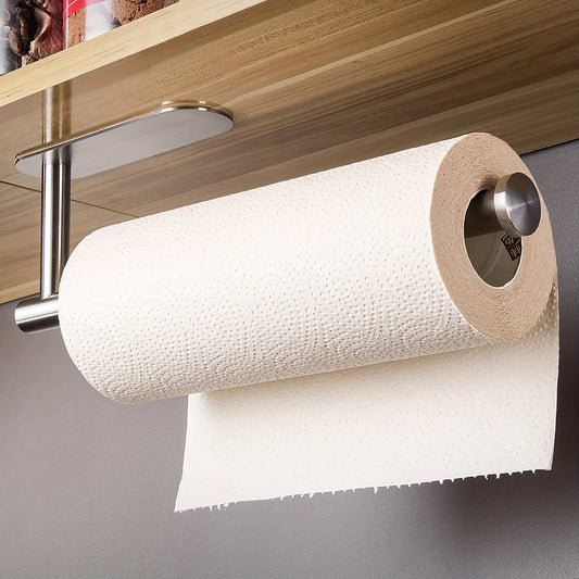 One Self-Adhesive Paper Towel Holder - Durable Stainless Steel Roll