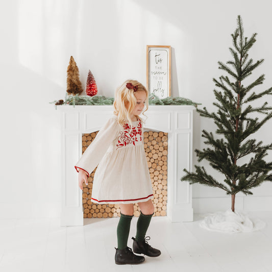 Linen Blend Natural Hand Embroidery Dress