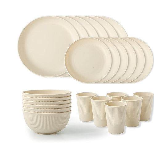 Yuhuphyllic 24Piece Durable Dinnerware Set for Camping Dorms