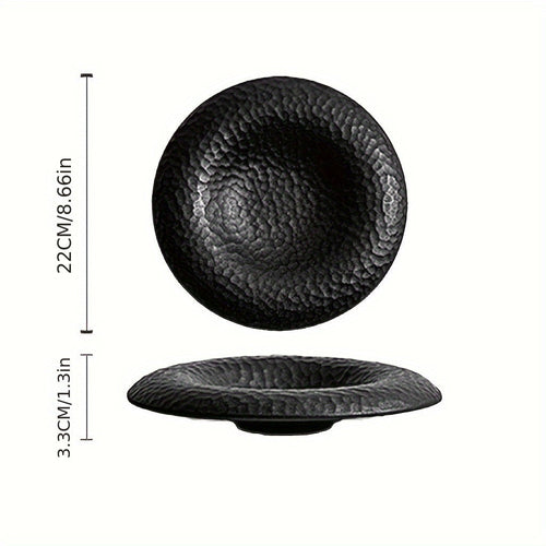 Elegant Black White Ceramic Plate Artistic Straw Hat Design