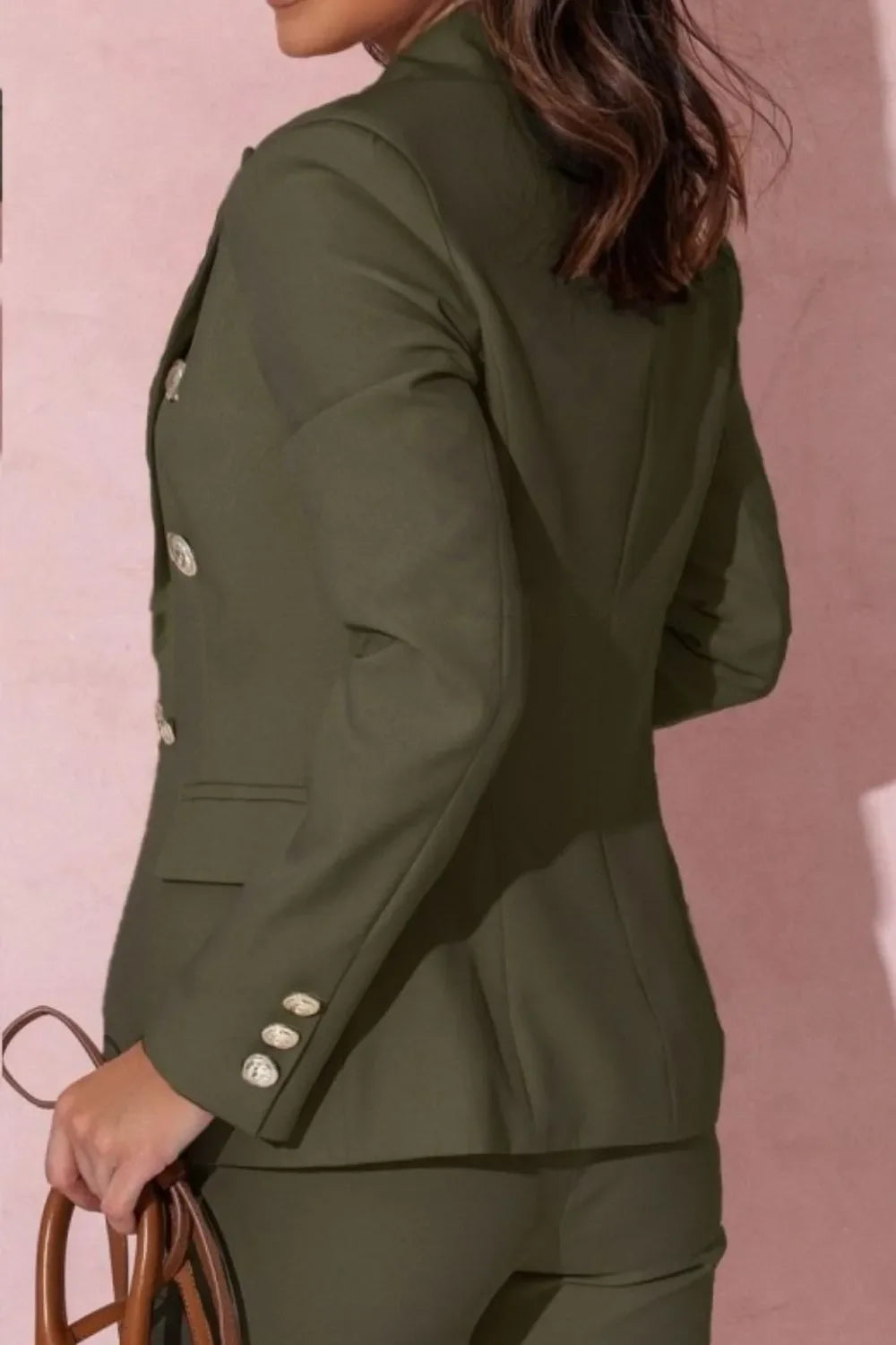 Full Size Plus Size Blazer Pantsuit with Lapel Collar and Long Sleeves