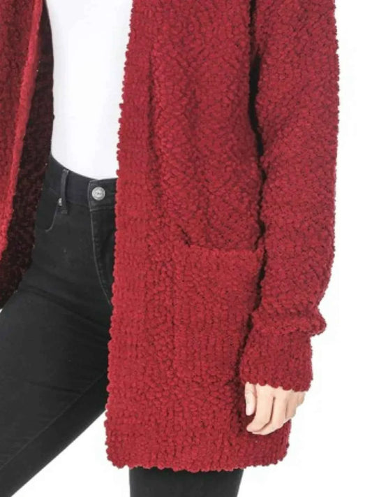 Zenana Popcorn Sweater Cardigan with Pockets - Stylish & Cozy Long Sleeve Outerwear