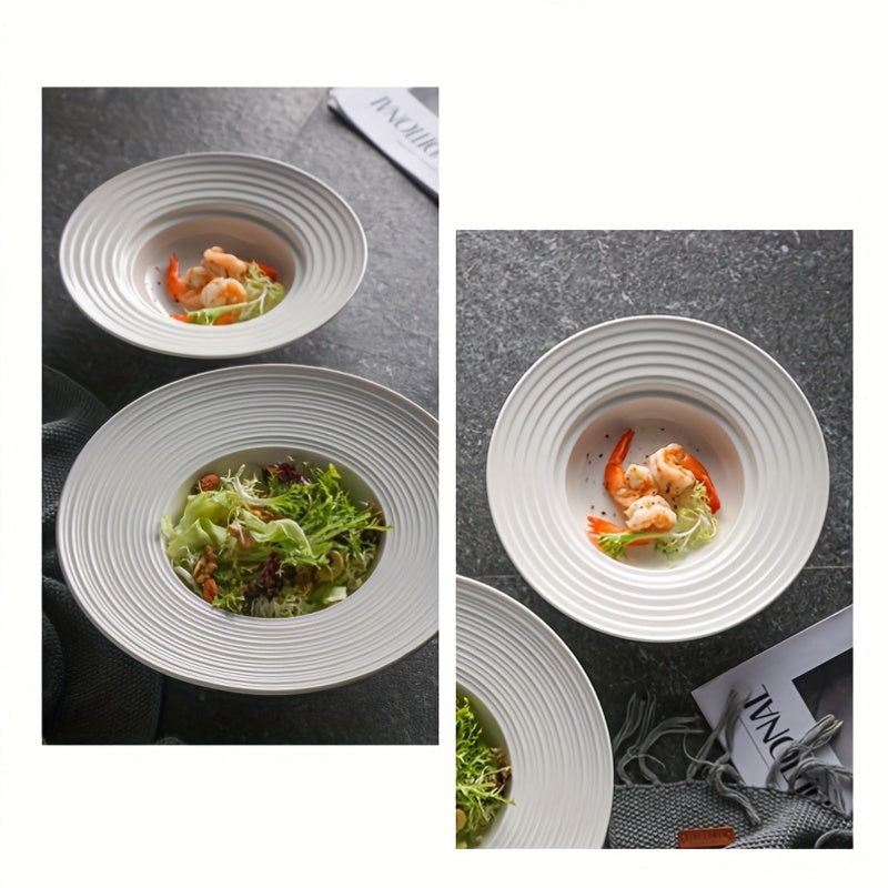 Elegant White Ceramic Salad Plates for Home Restaurant