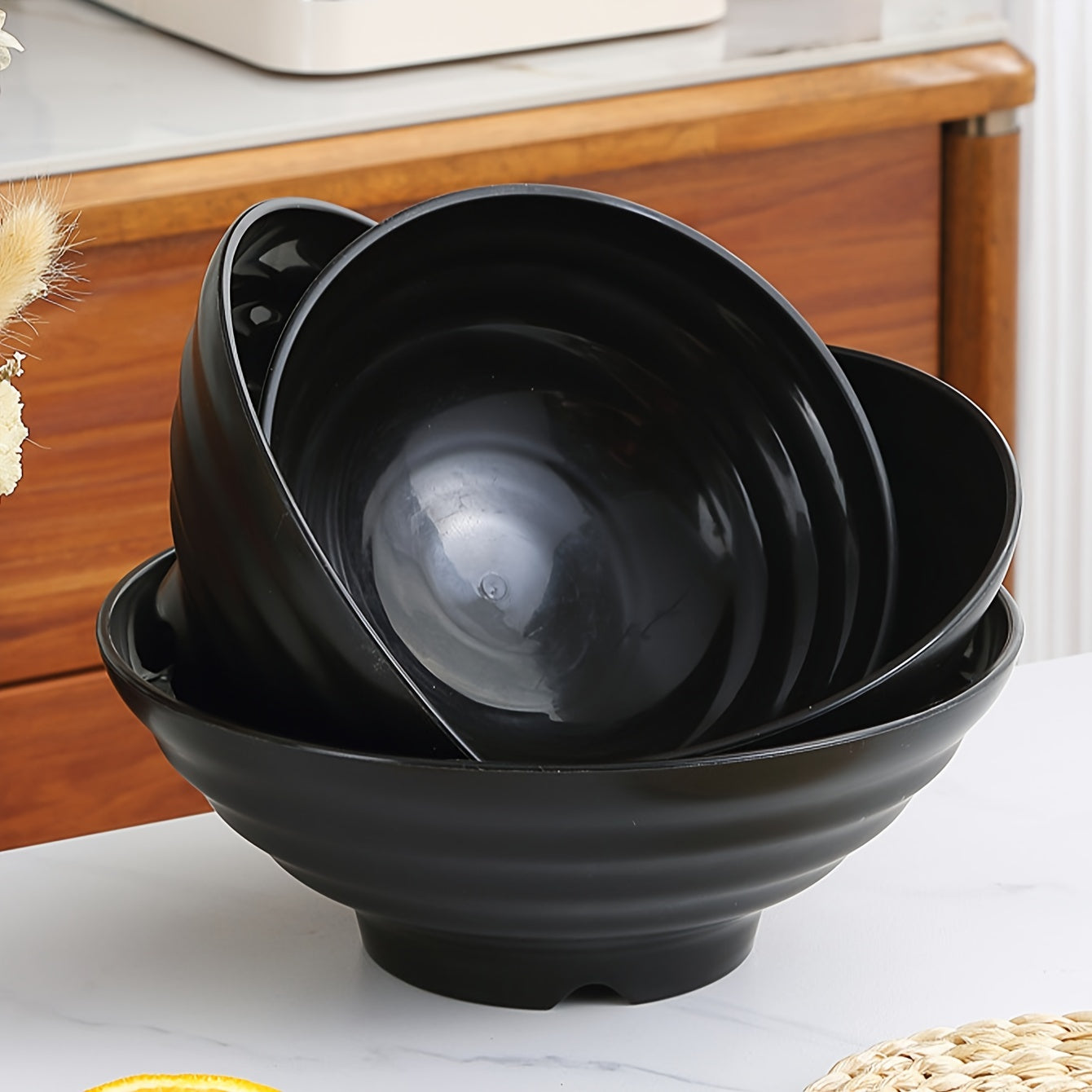 Elegant Ramen Bowl Set with Chopsticks and Saucers