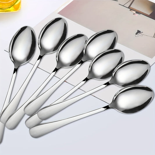 12Piece Polished Steel Dessert Spoons with Black Accents