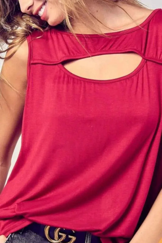 BiBi Rayon Sleeveless Women's Top with Cut Out Front