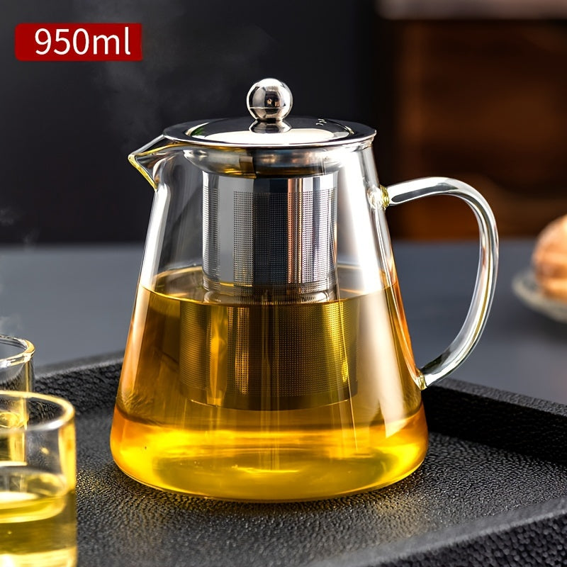 Elegant Floral Glass Teapot with Durable Infuser Dishwasher Safe