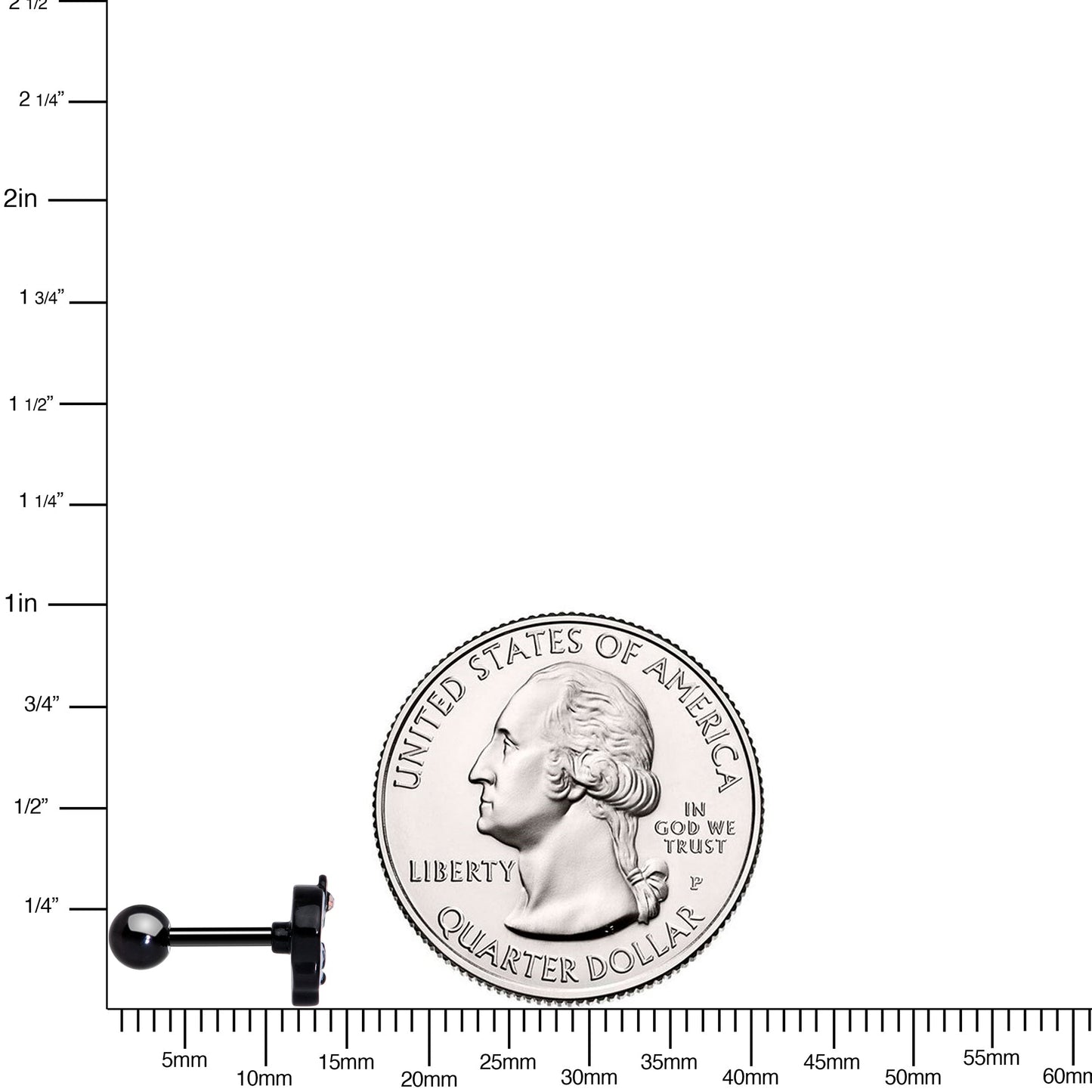 16G 1/4 Aurora Gem Black Kawaii Skull Cartilage Tragus Earring