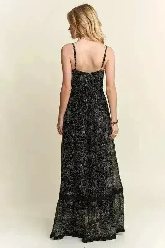 Floral Maxi Cami Dress – Adjustable Straps & Flowy Silhouette