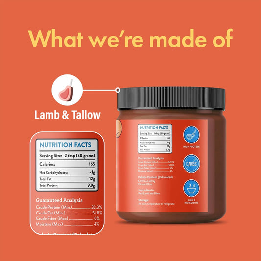 Jar with nutritional information on an orange background