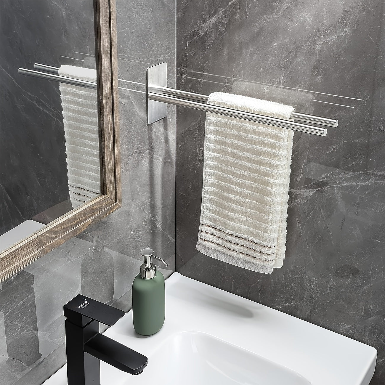 Sleek DrillFree 38cm Stainless Steel Towel Rack