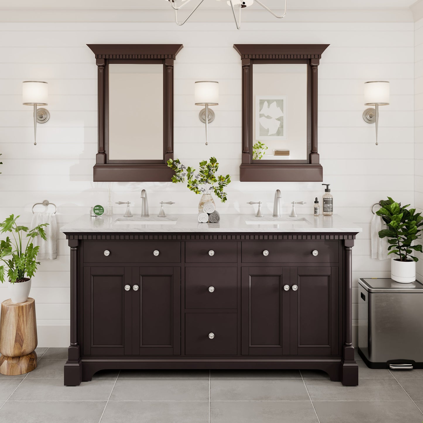 Eviva Preston Aged Chocolate Solid Wood Framed Mirror