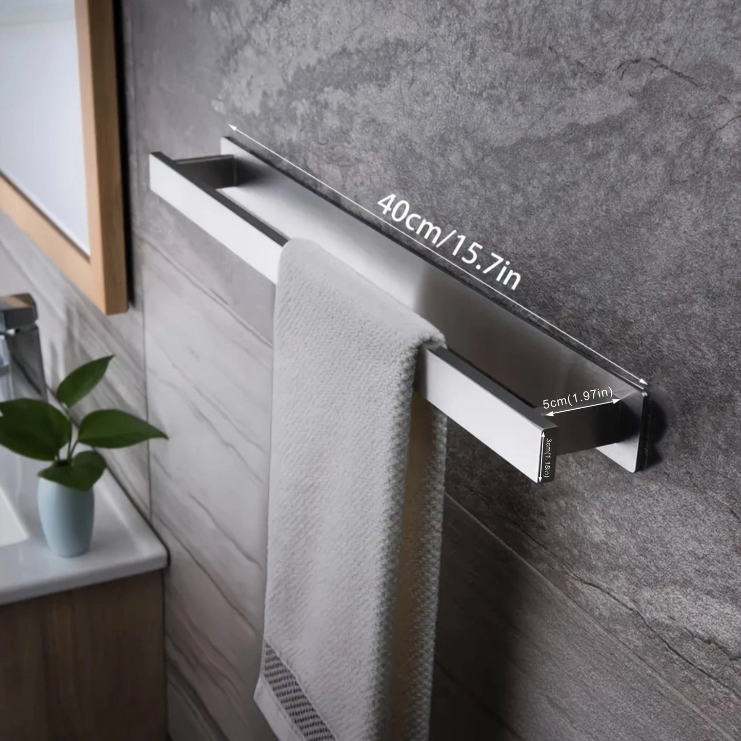 Sleek WallMounted Stainless Steel Towel Rack with Hook