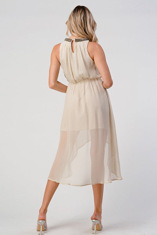 Sleeveless High-Low Beaded Neckline Dress | Apparel | Kitchen + Metal