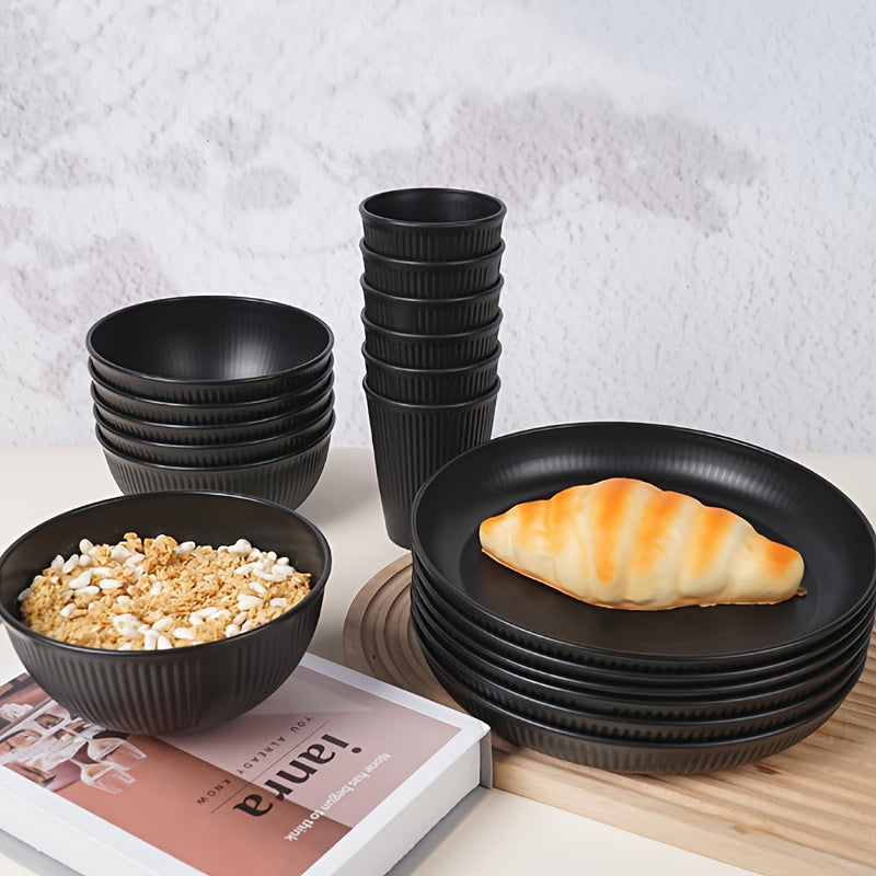 Yuhuphyllic 24Piece Durable Dinnerware Set for Camping Dorms