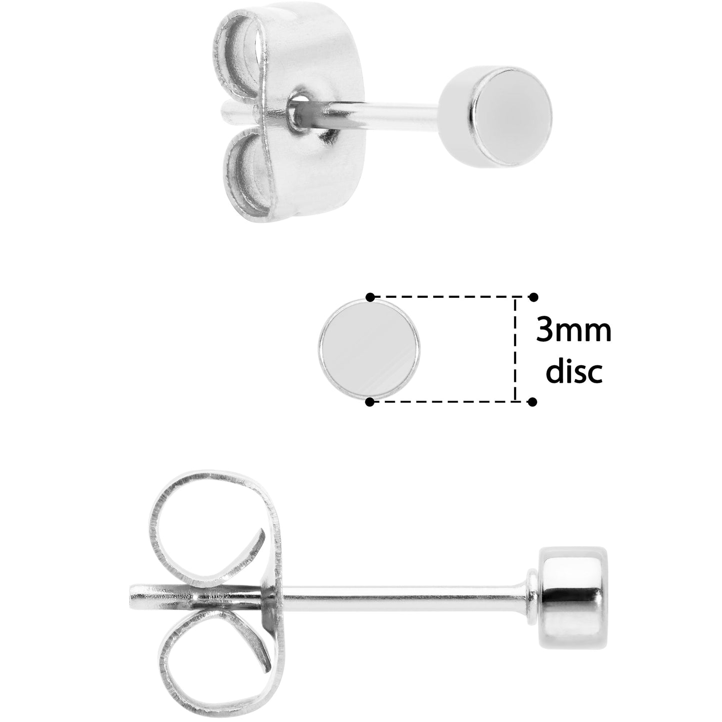 20G Flat Disc Stud Earrings Set of 6