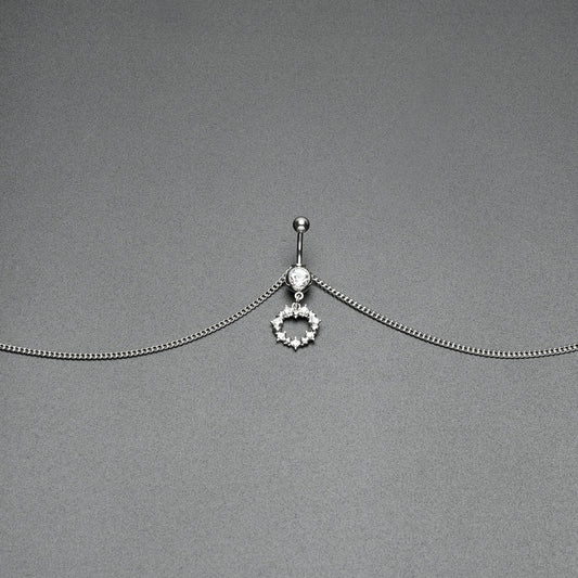 Clear Gem Wreath of Glam Dangle Belly Ring Belly Chain