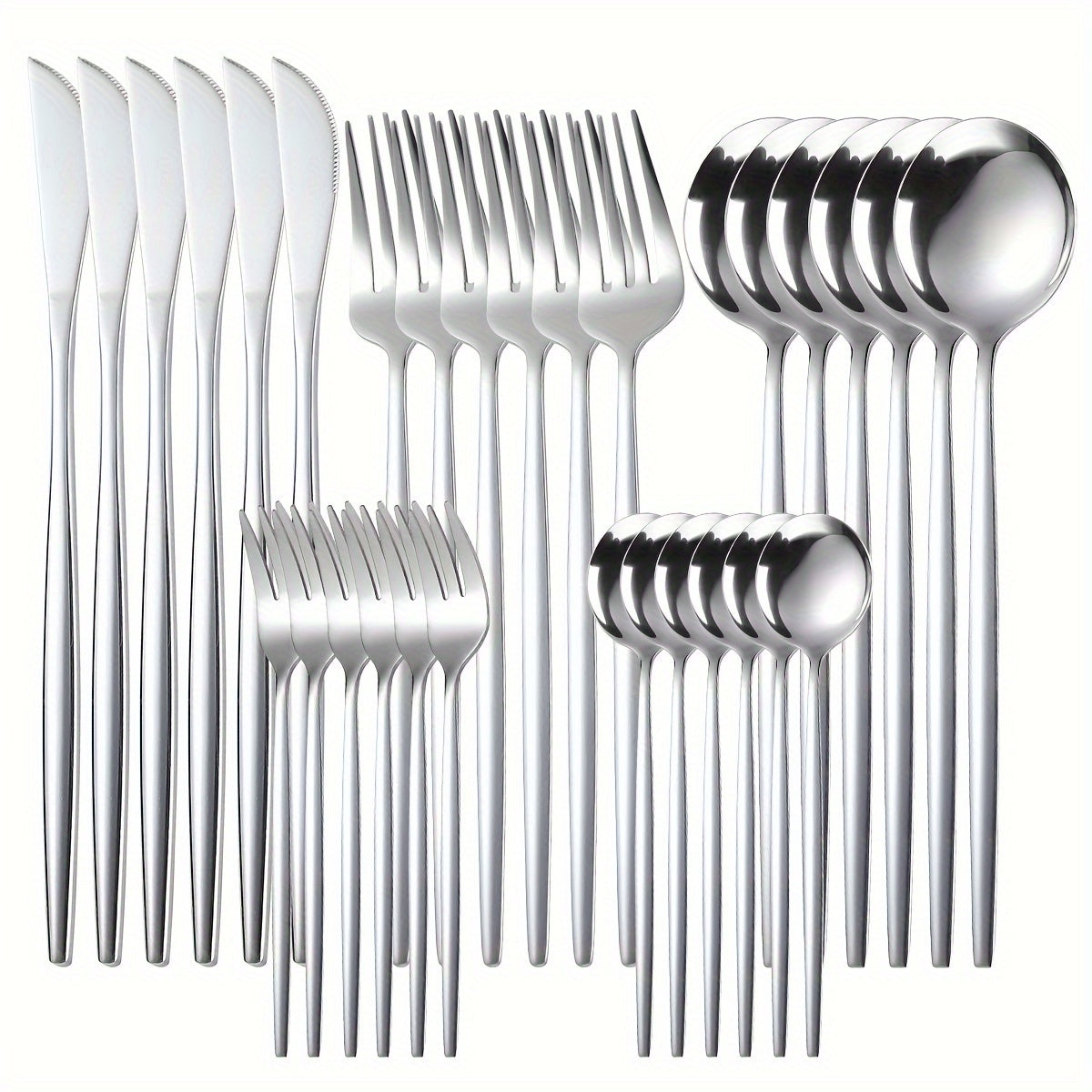 30pc Stainless Steel Cutlery Set Knives Forks Spoons