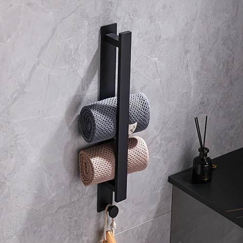 Sleek WallMounted Stainless Steel Towel Rack with Hook