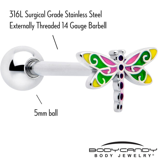 Dragonfly Colors Barbell Tongue Ring