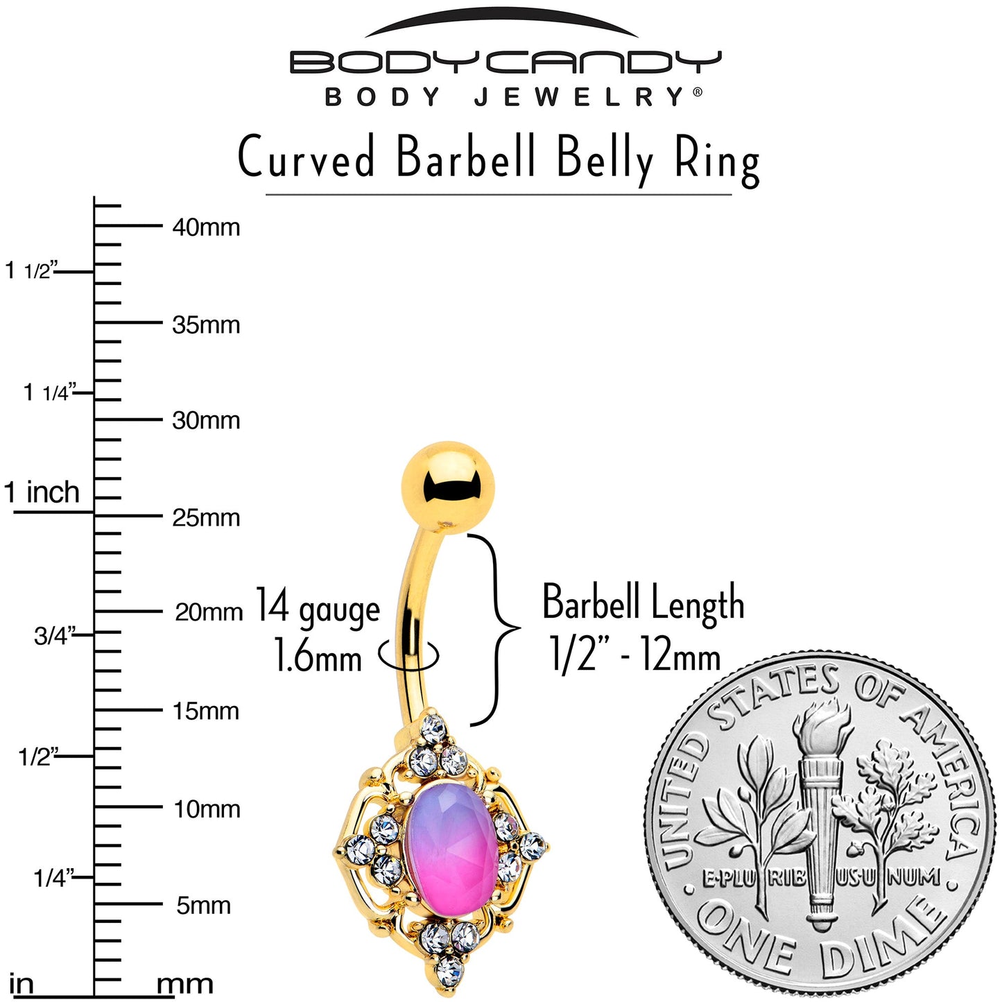 Pink Tourmaline Gold Tone Wondrous Glam Belly Ring