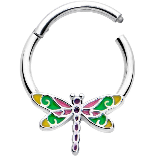 16G 3/8 Dragonfly Color Hinged Segment Ring