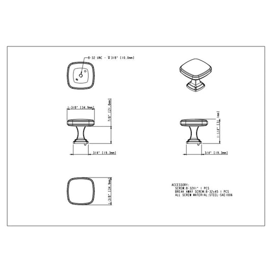 1-3/8" Overall Length Satin Nickel Fontana Cabinet Knob