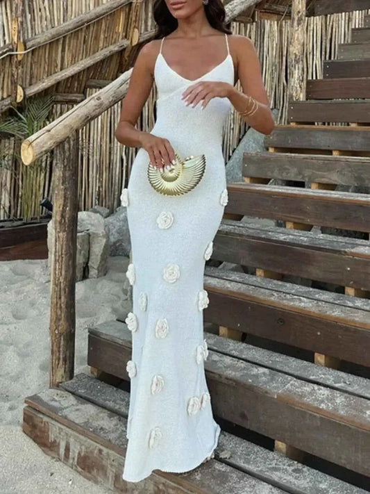 Sweater Dress - Flower Maxi Cami Dress