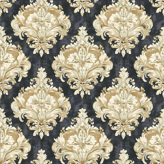 Gilded Noir Damask Wallpaper