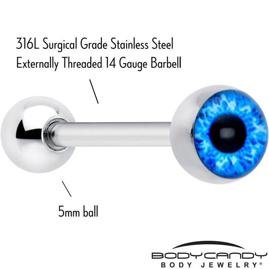 Open Blue Eye Barbell Tongue Ring