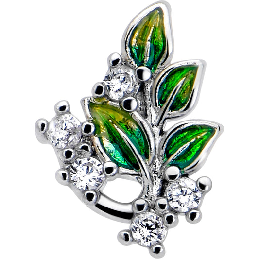 16G 1/4 Clear CZ Gem Morning Leaves Cartilage Labret