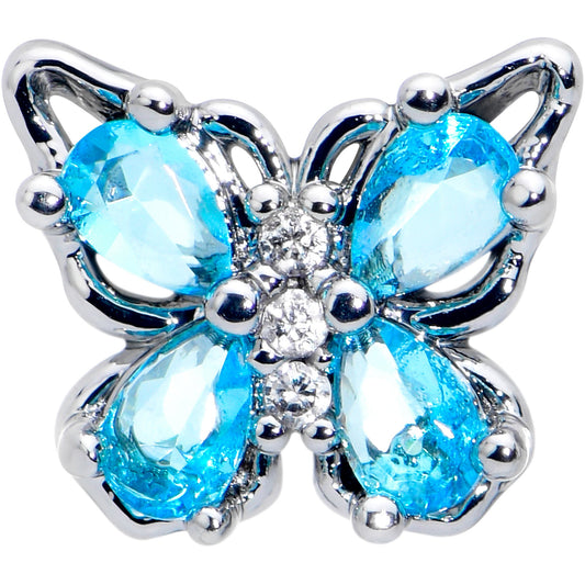 20G 7mm Blue Gem Baroque Beauty Butterfly Left Side Nose Screw
