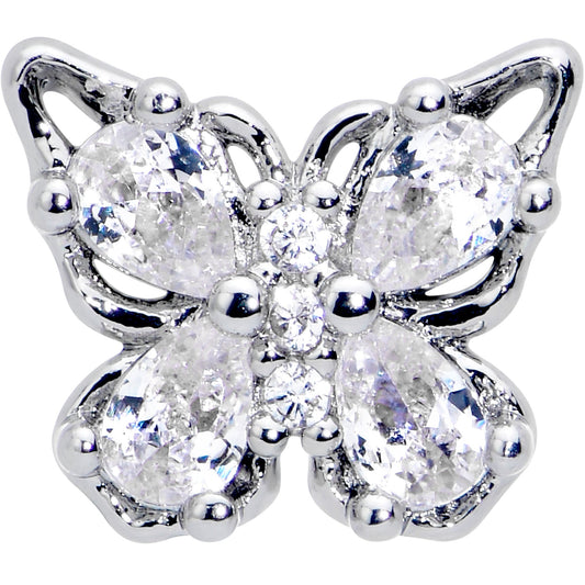 20G 7mm Clear Gem Baroque Beauty Butterfly Left Side Nose Screw