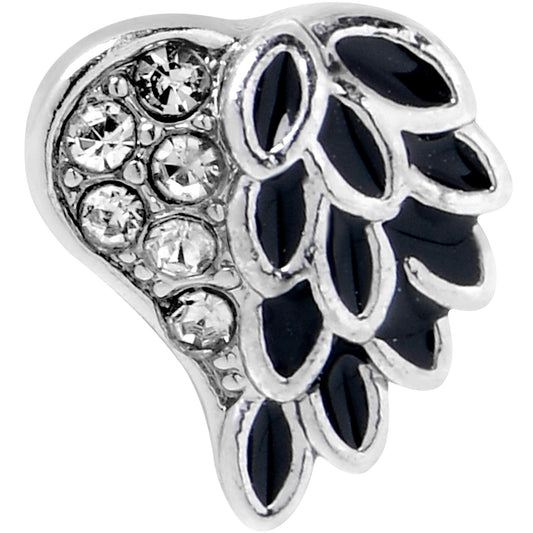 16G 1/4 Clear Gem Heavenly Heart Angel Wing Black Cartilage Earring