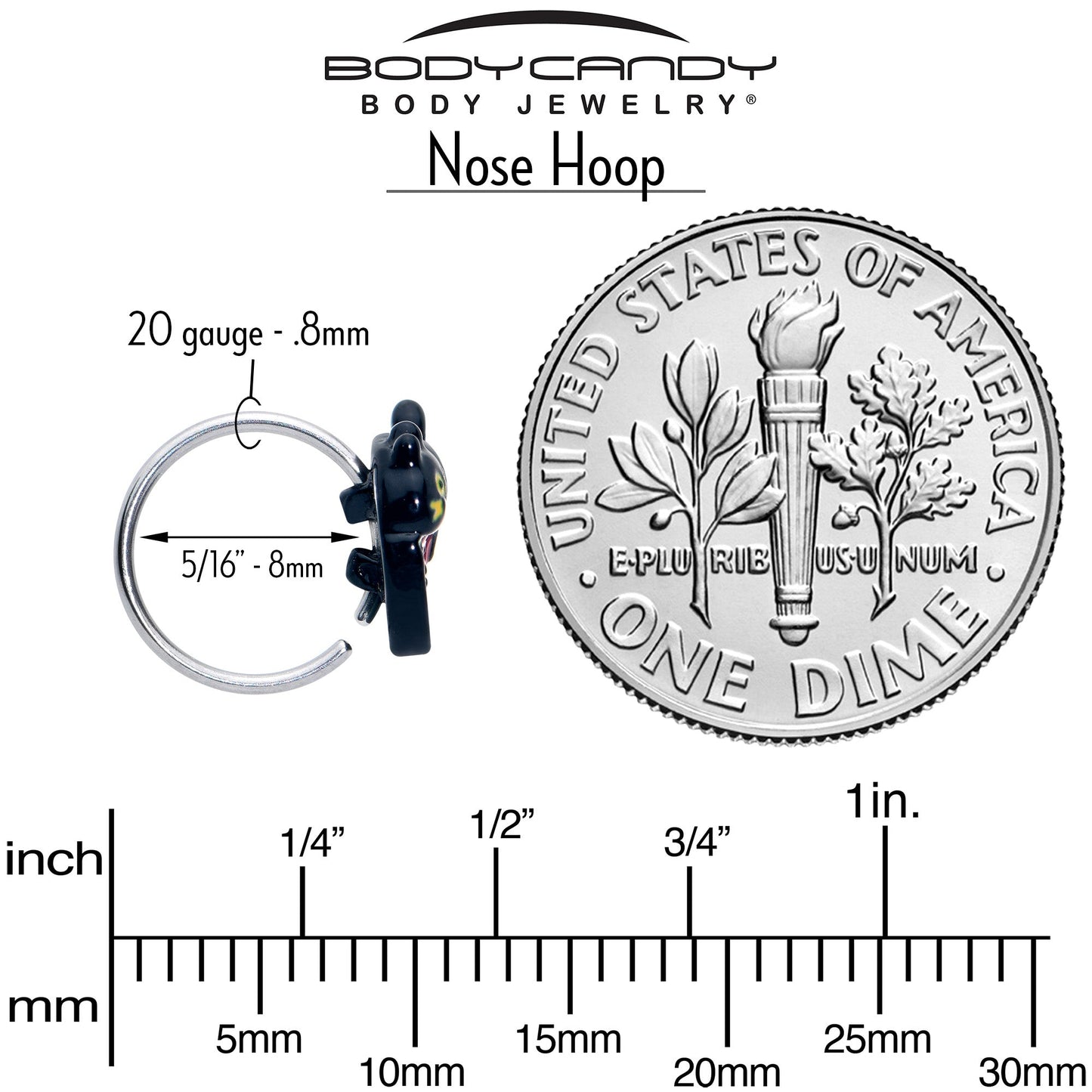 20G 5/16 Watermelon Cat Love Nose Hoop