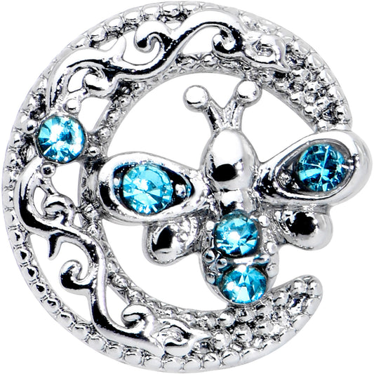 20G 7mm Blue Gem Lunar Dragonfly L Shape Nose Ring