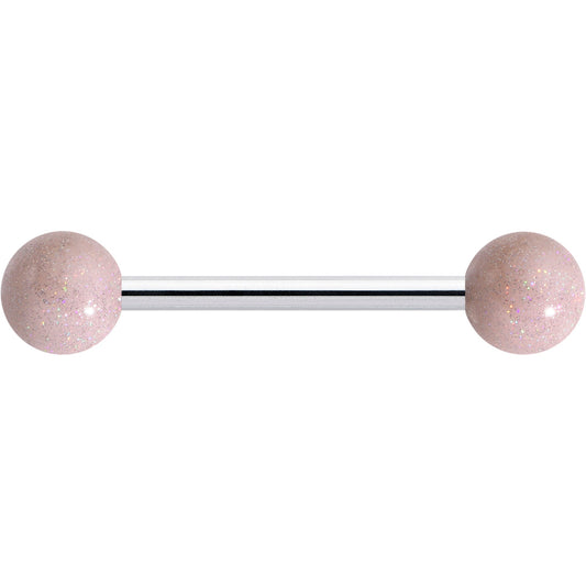 Pastel Shimmer Peach Ends Barbell Tongue Ring
