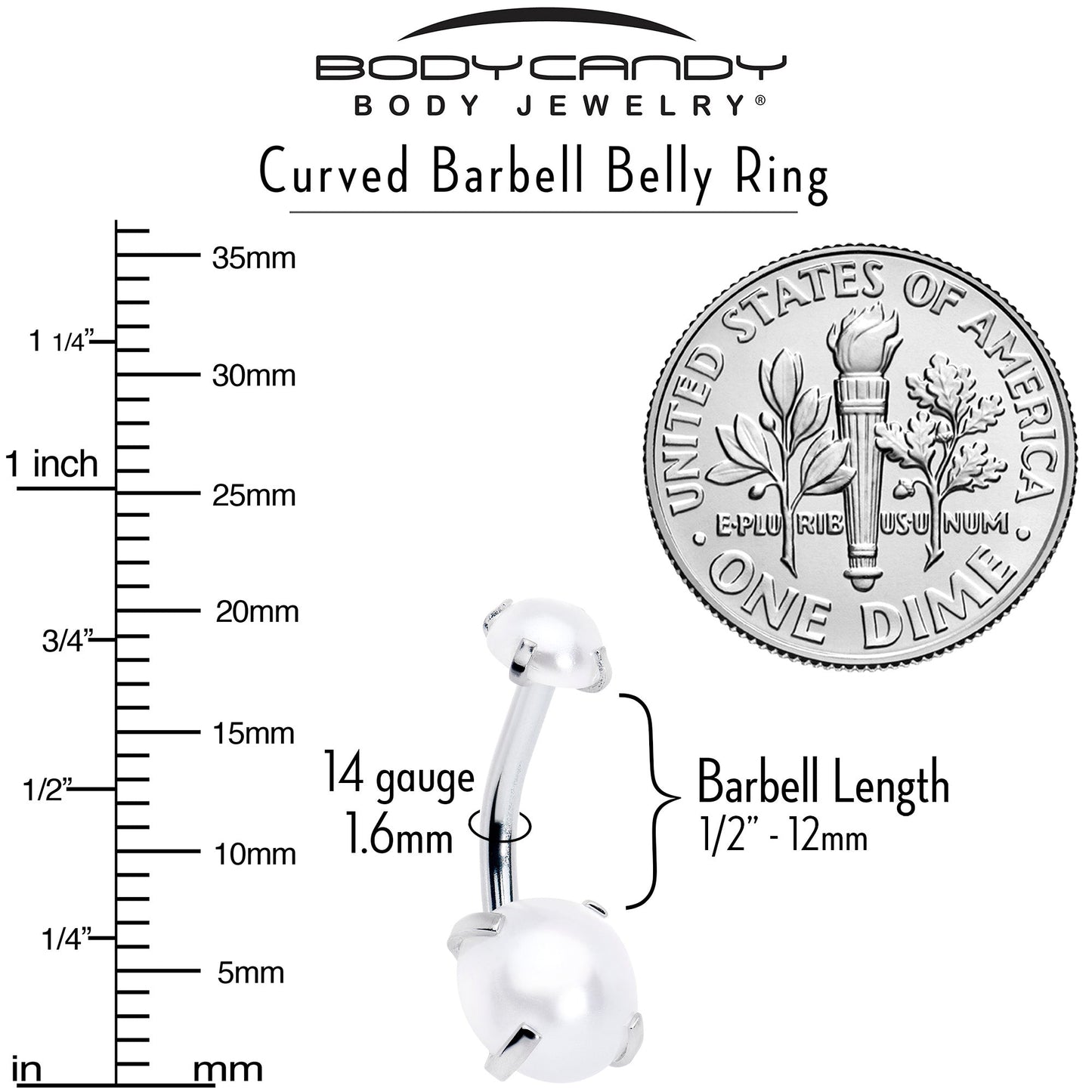 Opaque White Faux Pearl June Birthstone Double Mount Belly Ring