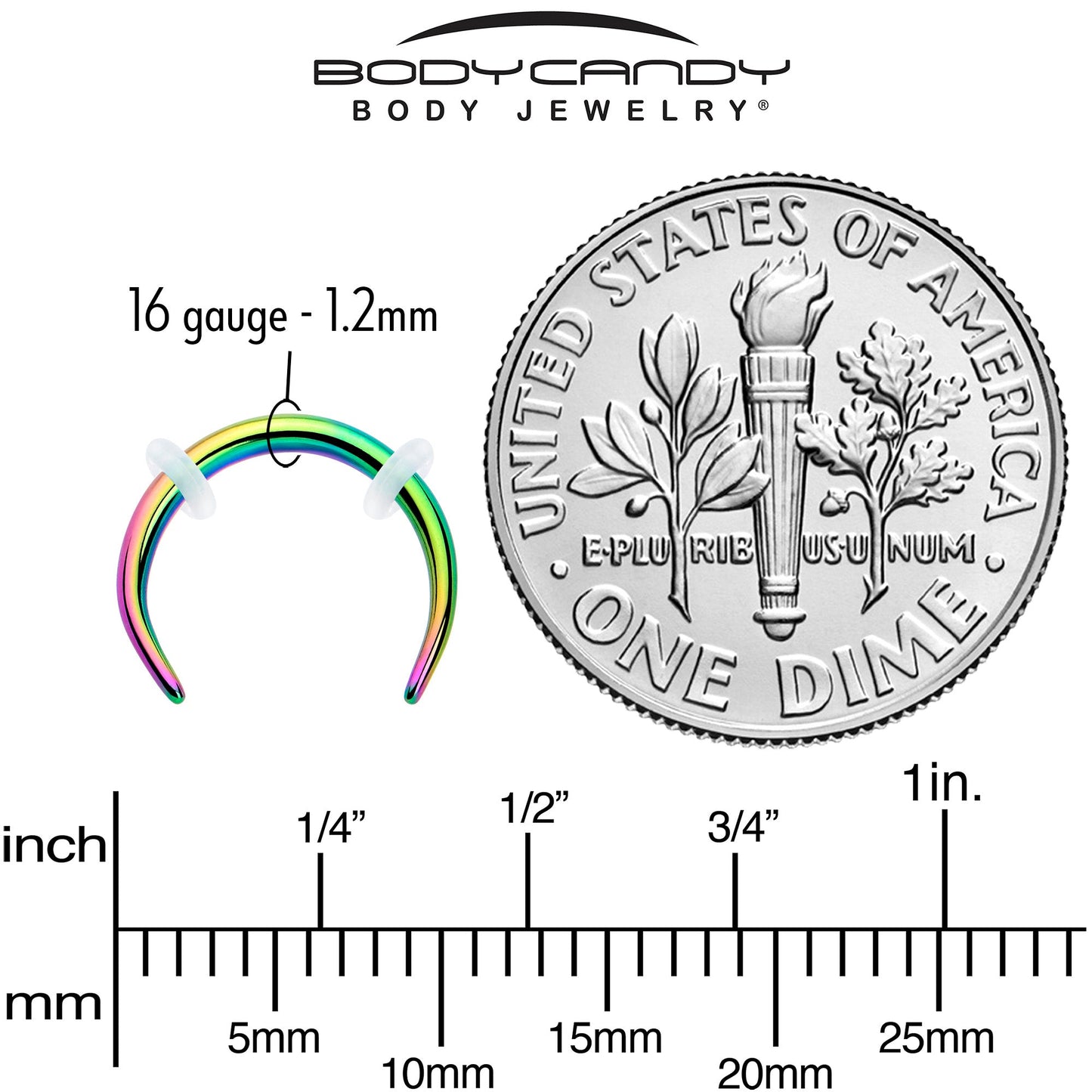 16G 5/16 Rainbow Pincher Crescent Taper